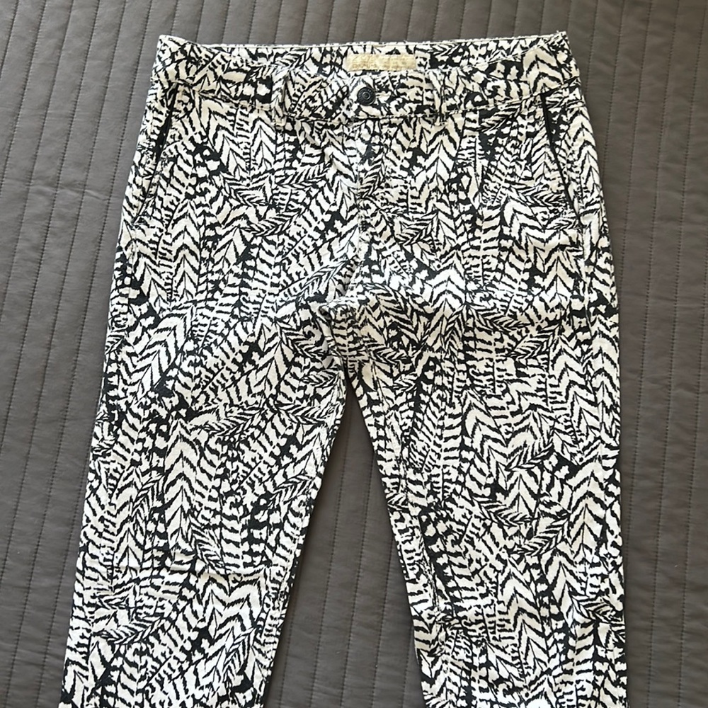 Zara Print Denim Pants - 8